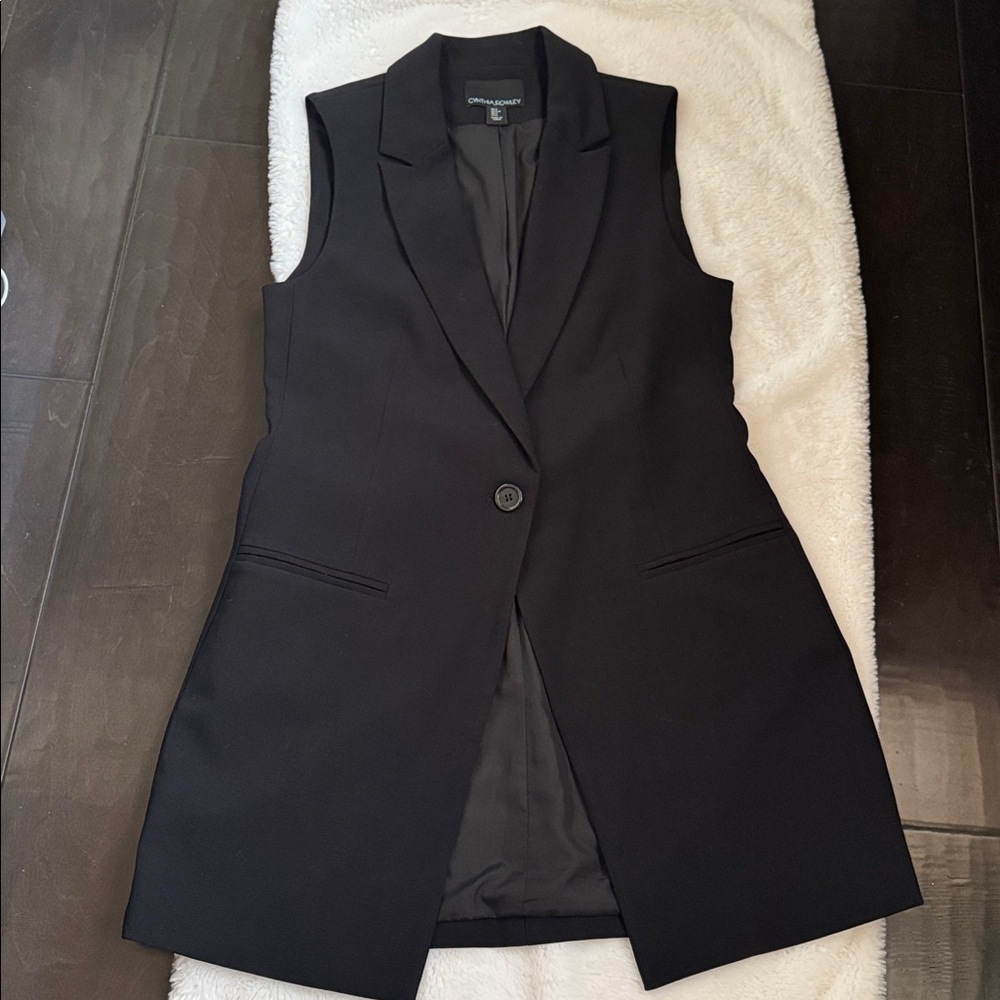 Cynthia Rowley Black Sleeveless Blazer Vest Size S - Picture 8 of 10